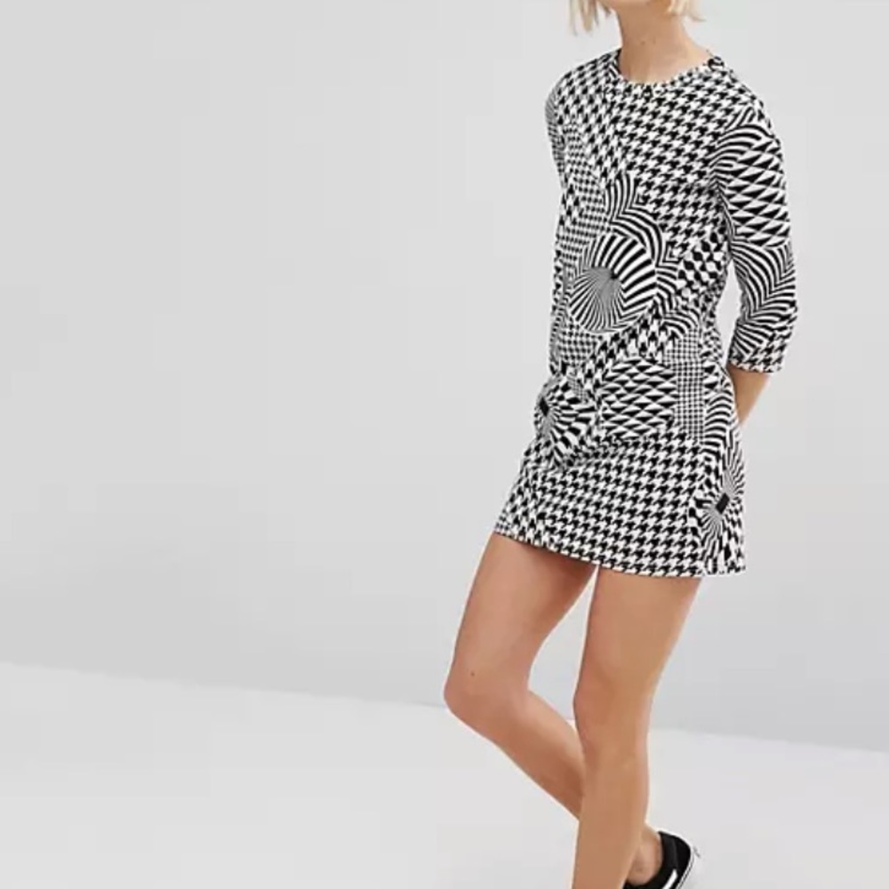 Cheap Monday Zappy Dress 100% Cotton Light Beige Houndstooth New With Tags XS